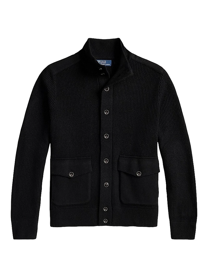 Wool Mock Turtleneck Cardigan
