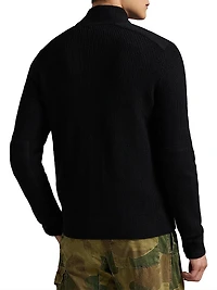 Wool Mock Turtleneck Cardigan