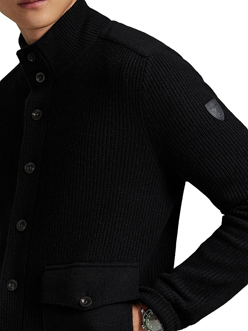Wool Mock Turtleneck Cardigan
