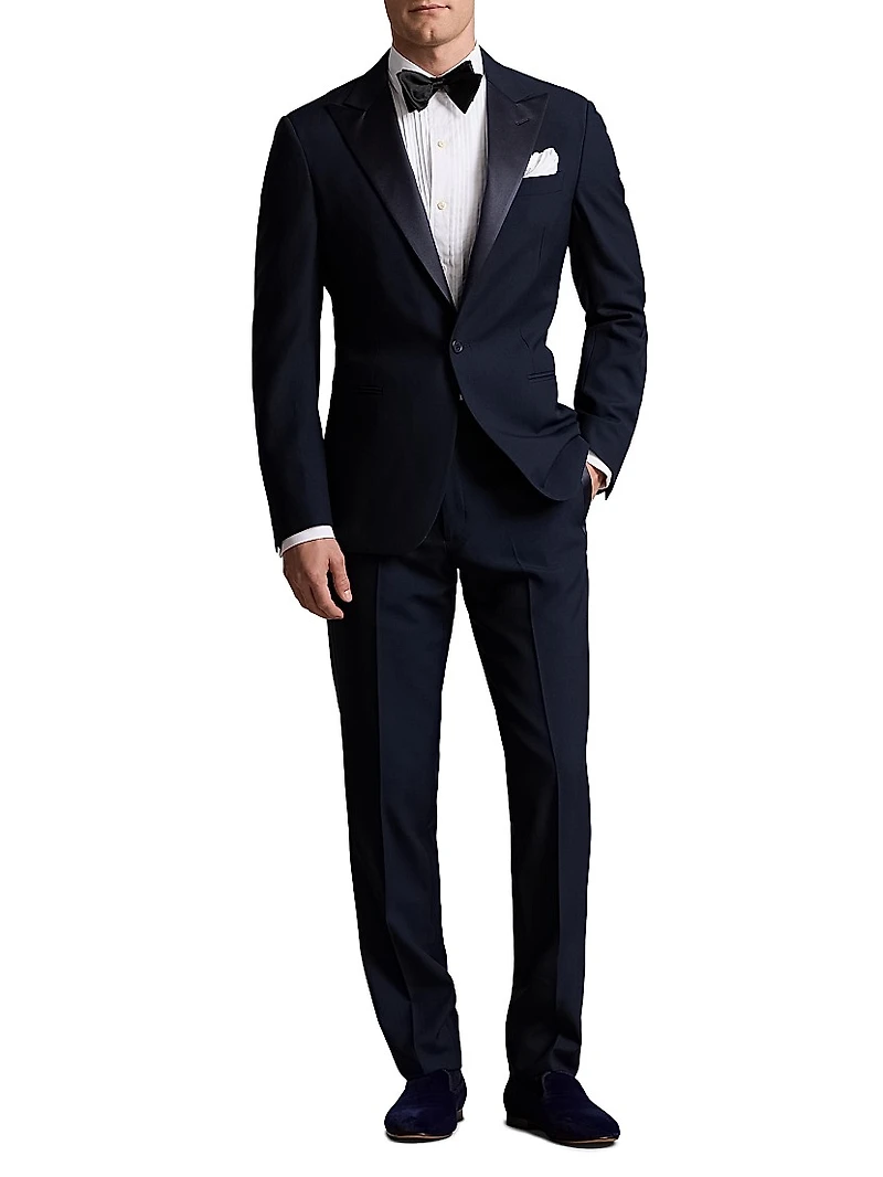 Polo Barathea Peak-Lapel Tailored Wool Tuxedo