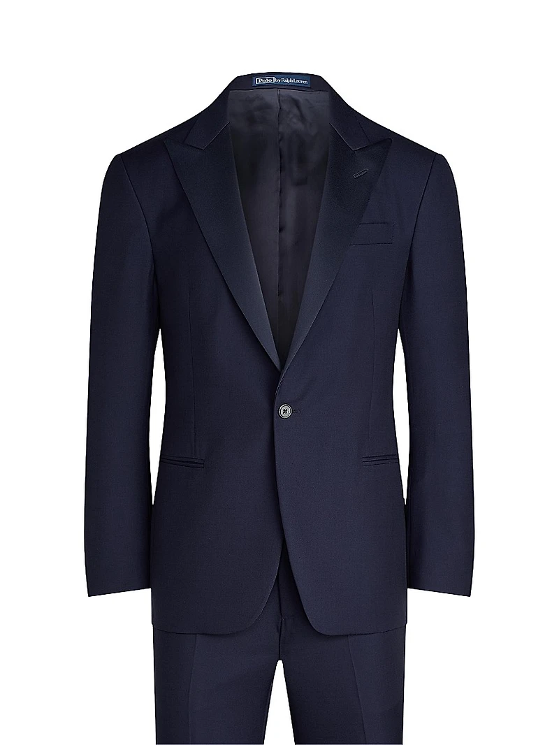 Polo Barathea Peak-Lapel Tailored Wool Tuxedo