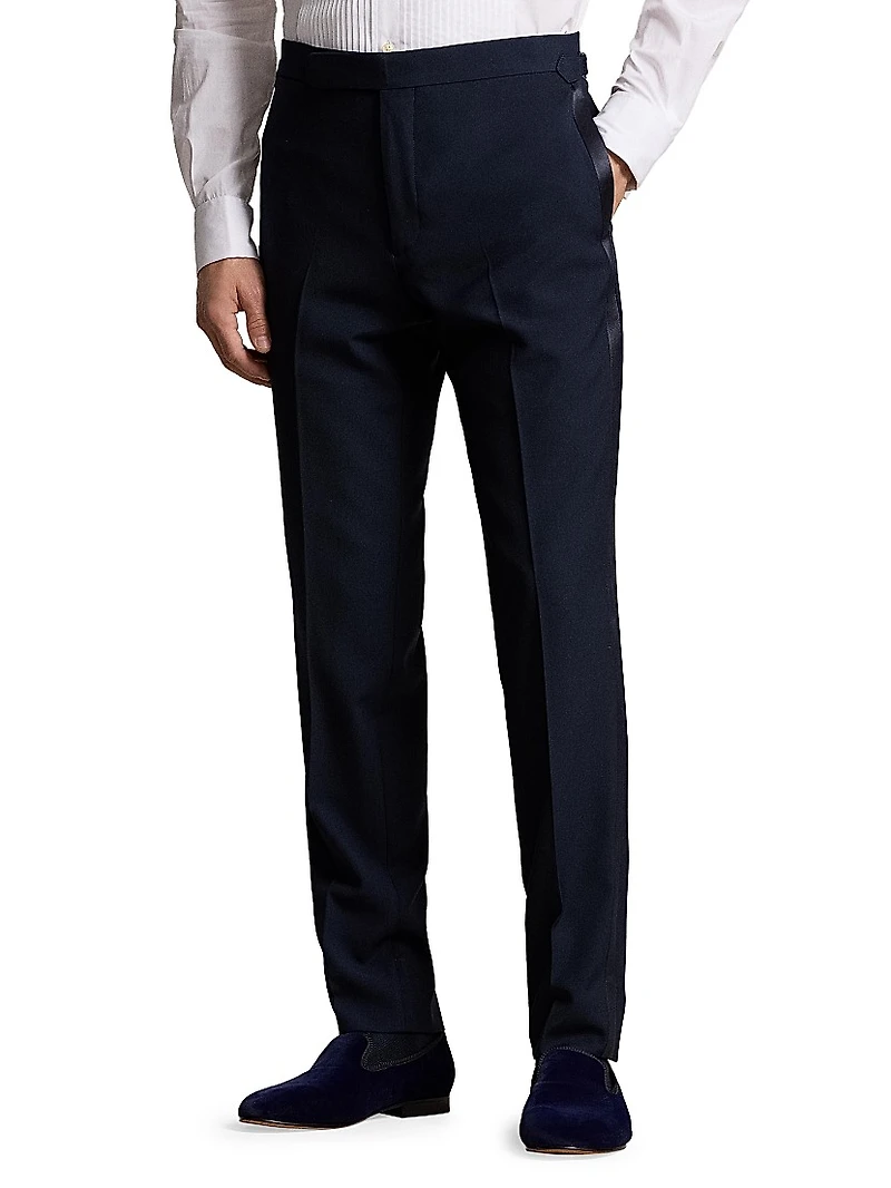 Polo Barathea Peak-Lapel Tailored Wool Tuxedo