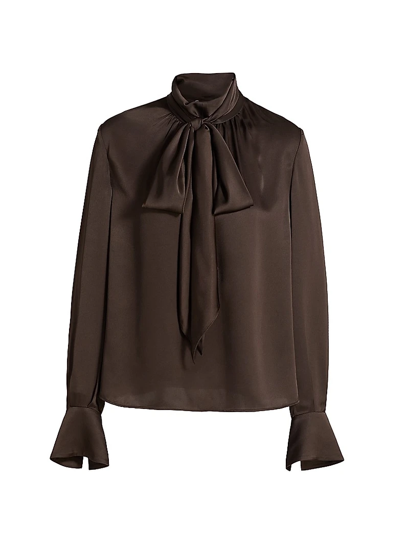 Veronica Satin Pussy-Bow Blouse