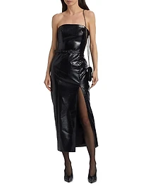 Vivian Bandeau Croc-Embossed Midi-Dress