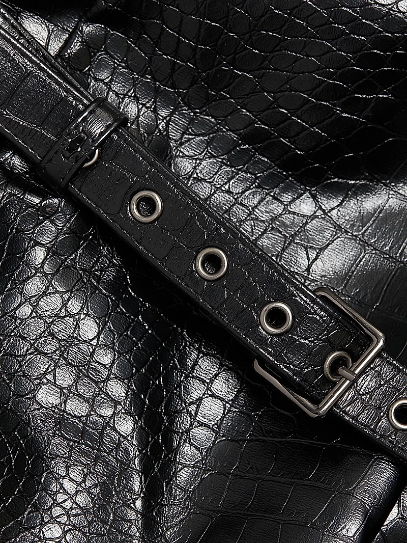 Vivian Bandeau Croc-Embossed Midi-Dress