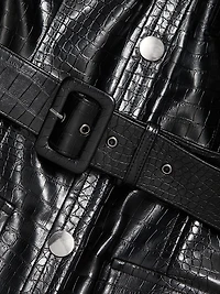 Lydia Croc Embossed Leather Minidress