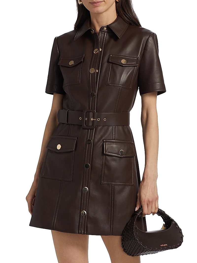 Lydia Faux Leather Minidress