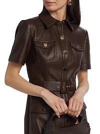 Lydia Faux Leather Minidress
