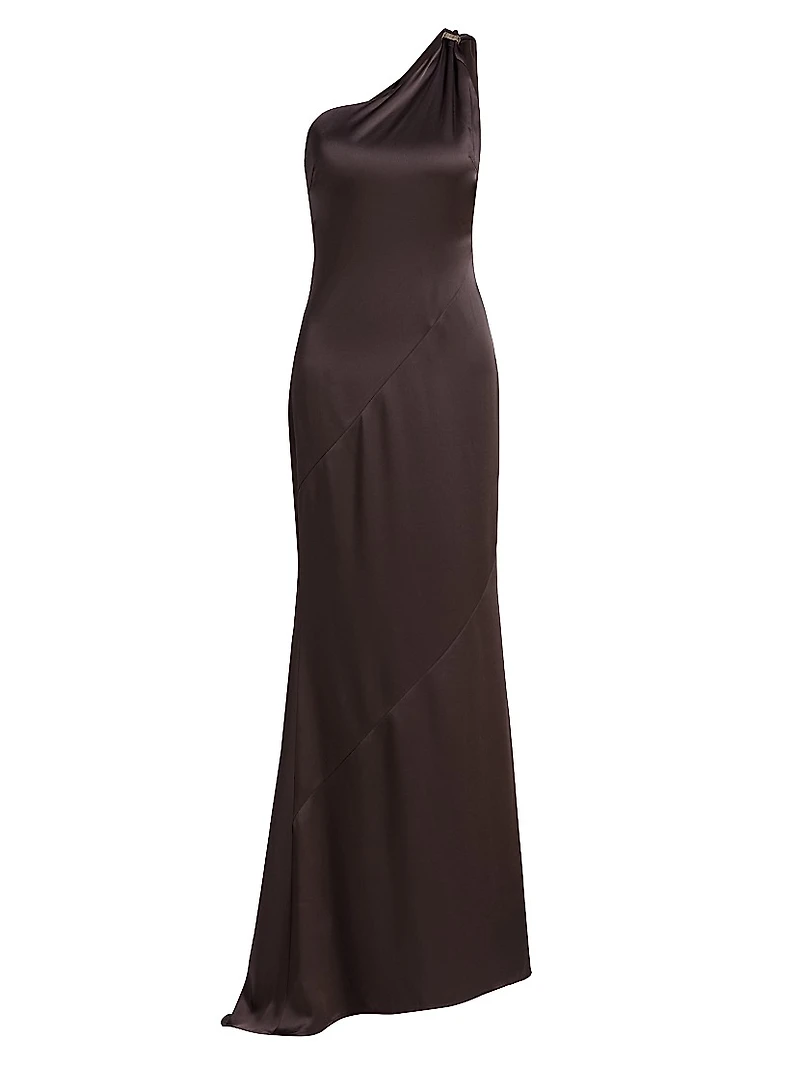 Callum One-Shoulder Satin Gown
