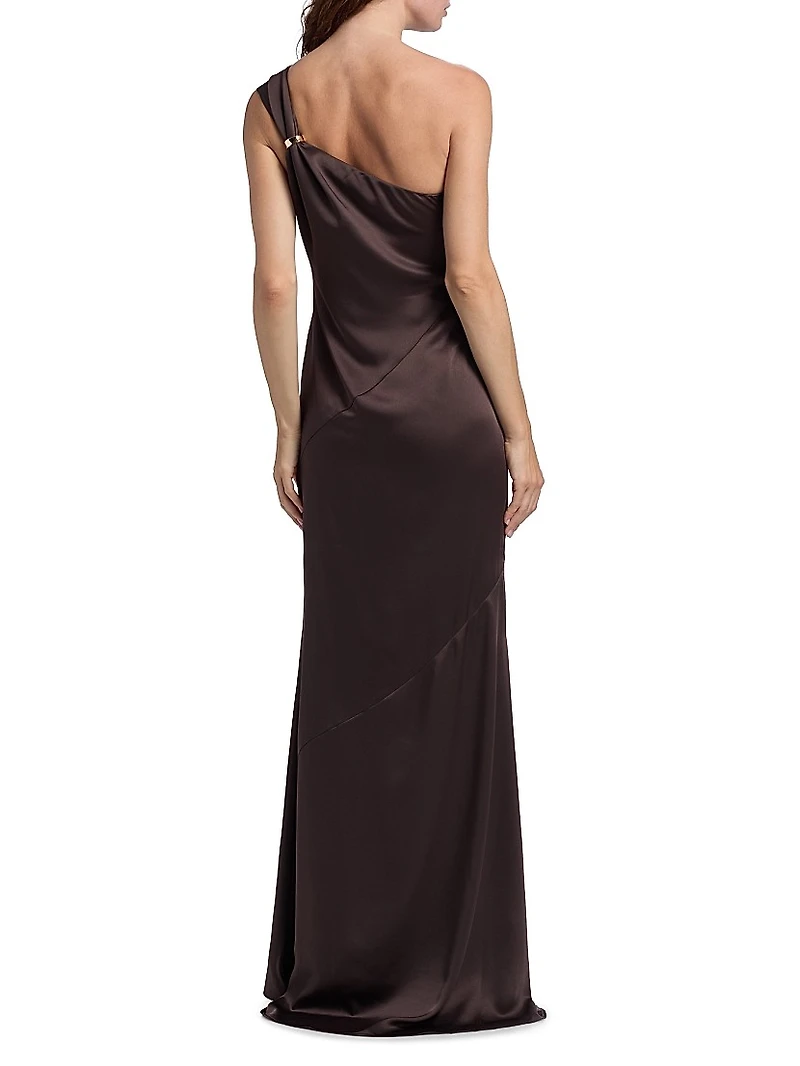 Callum One-Shoulder Satin Gown