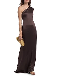 Callum One-Shoulder Satin Gown