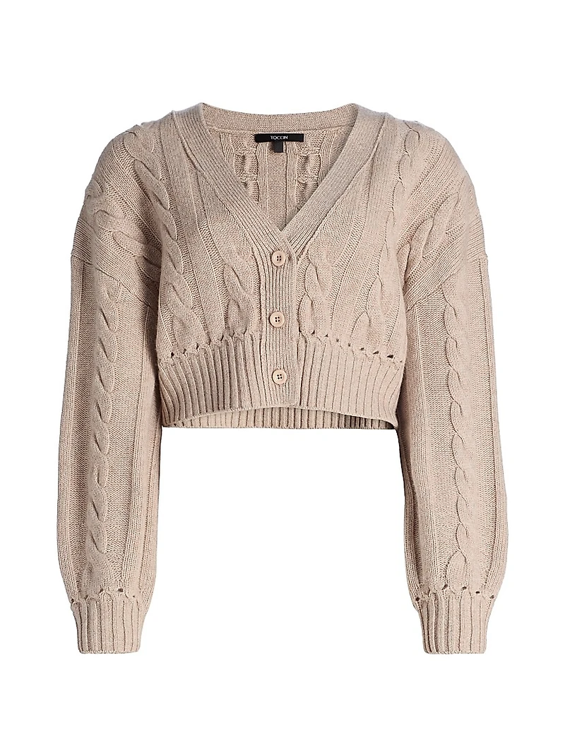 Luxe Cable Knit Wool-Cashmere Cardigan