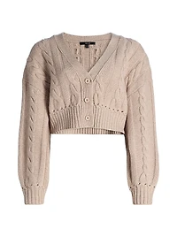 Luxe Cable Knit Wool-Cashmere Cardigan