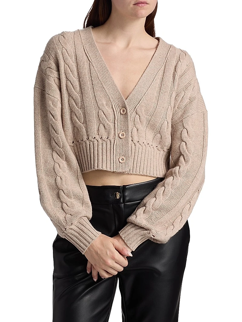 Luxe Cable Knit Wool-Cashmere Cardigan