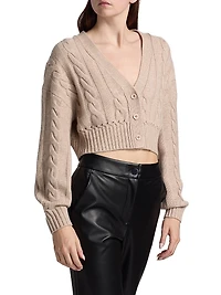 Luxe Cable Knit Wool-Cashmere Cardigan