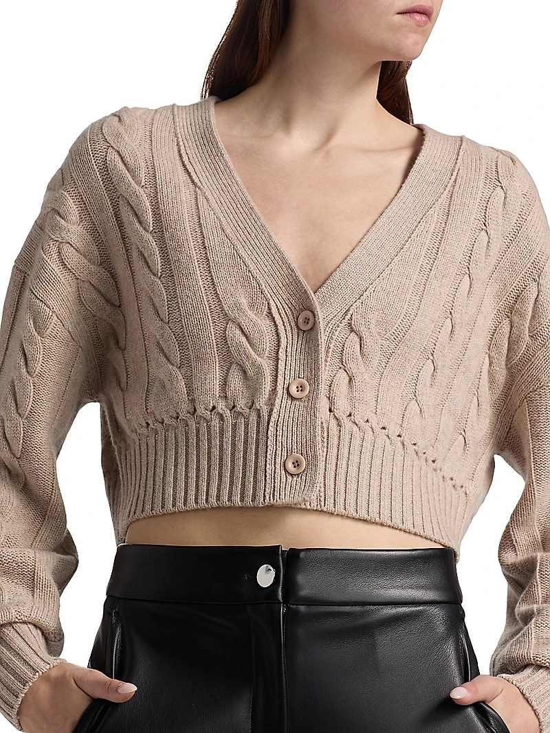 Luxe Cable Knit Wool-Cashmere Cardigan