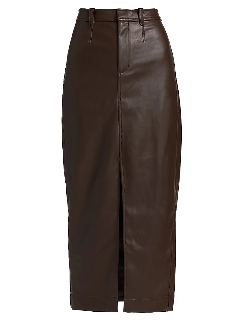 Meg Vegan Leather Midi-Skirt