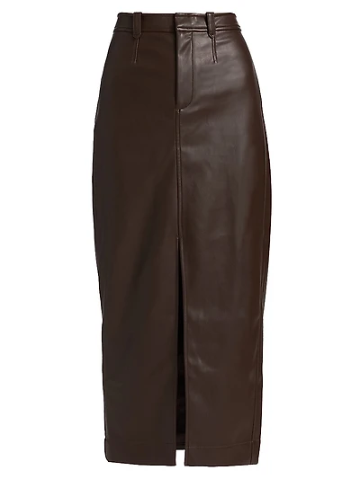 Meg Vegan Leather Midi-Skirt