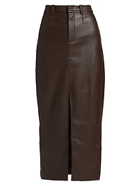 Meg Vegan Leather Midi-Skirt