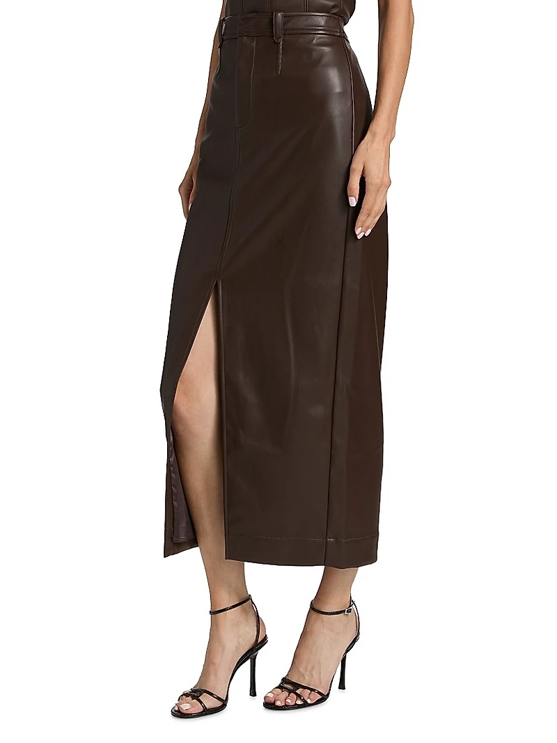 Meg Vegan Leather Midi-Skirt
