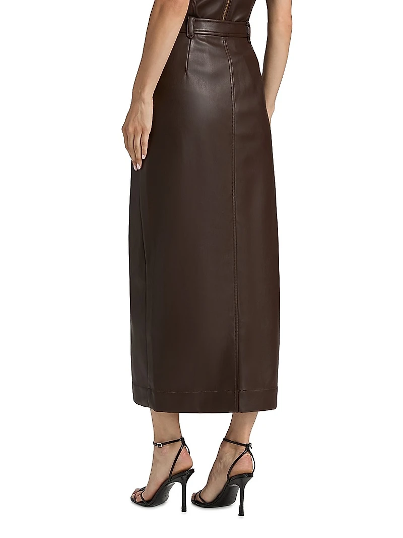 Meg Vegan Leather Midi-Skirt