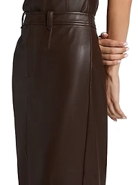 Meg Vegan Leather Midi-Skirt