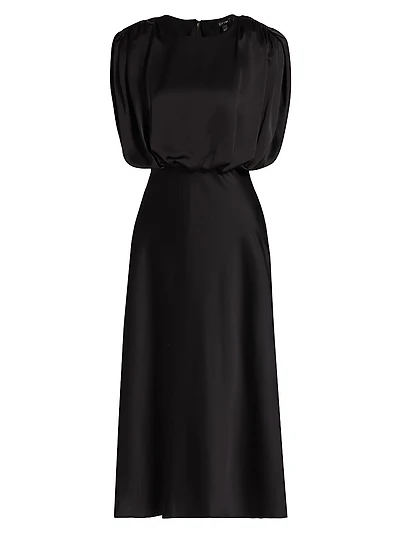 Floral Sleeveless Blouson Midi-Dress