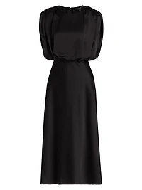 Floral Sleeveless Blouson Midi-Dress