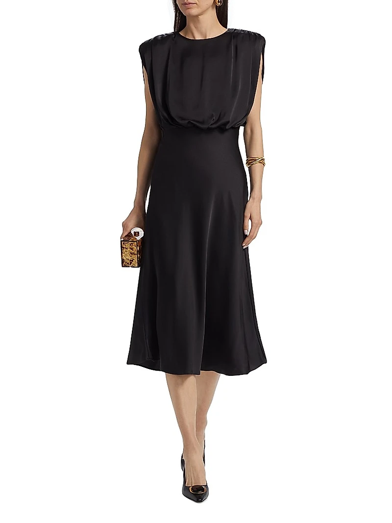 Floral Sleeveless Blouson Midi-Dress
