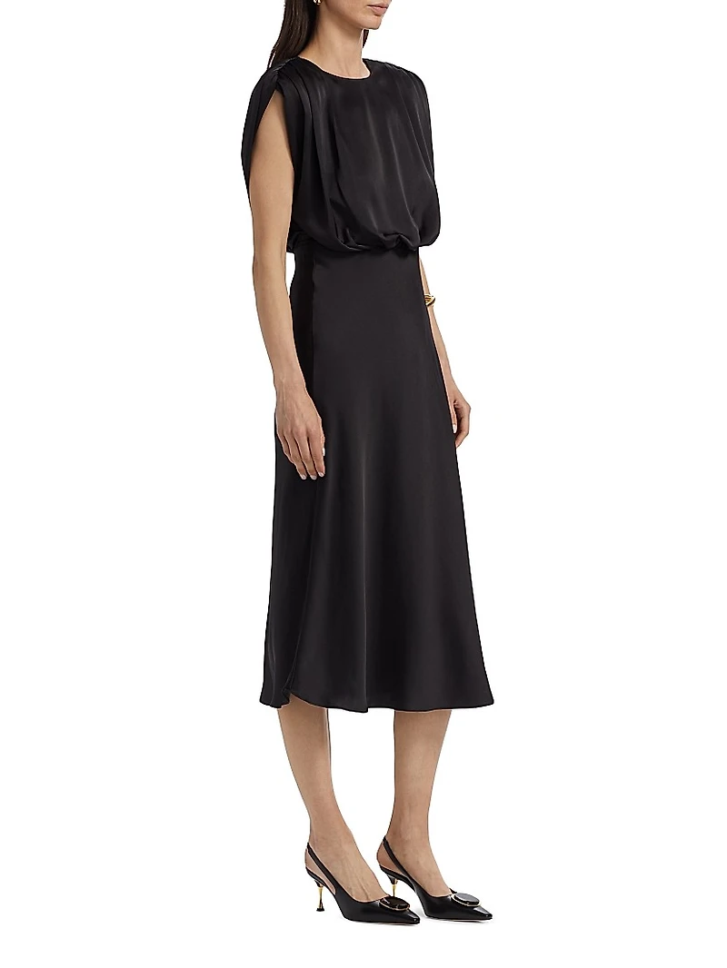 Floral Sleeveless Blouson Midi-Dress