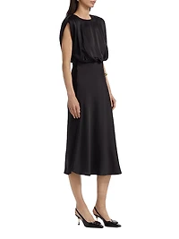 Floral Sleeveless Blouson Midi-Dress