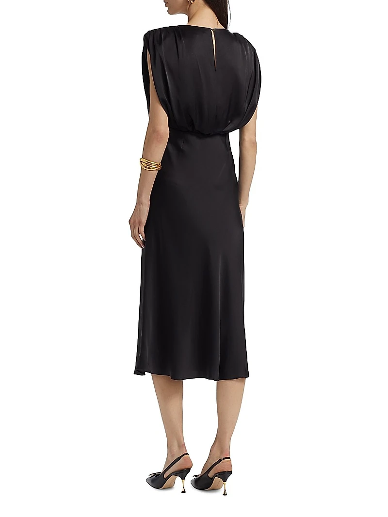 Floral Sleeveless Blouson Midi-Dress