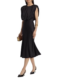 Floral Sleeveless Blouson Midi-Dress
