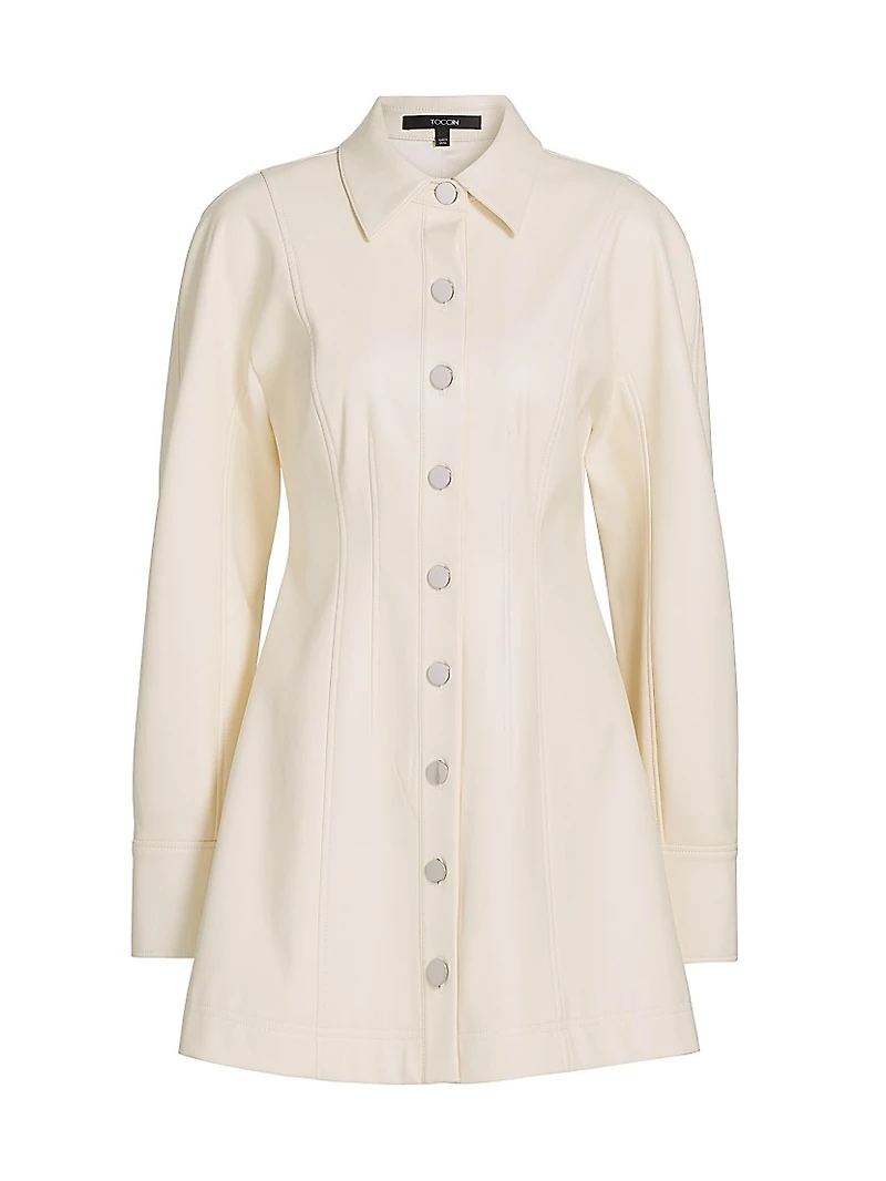 Alexa Seamed Vegan Leather Minidress