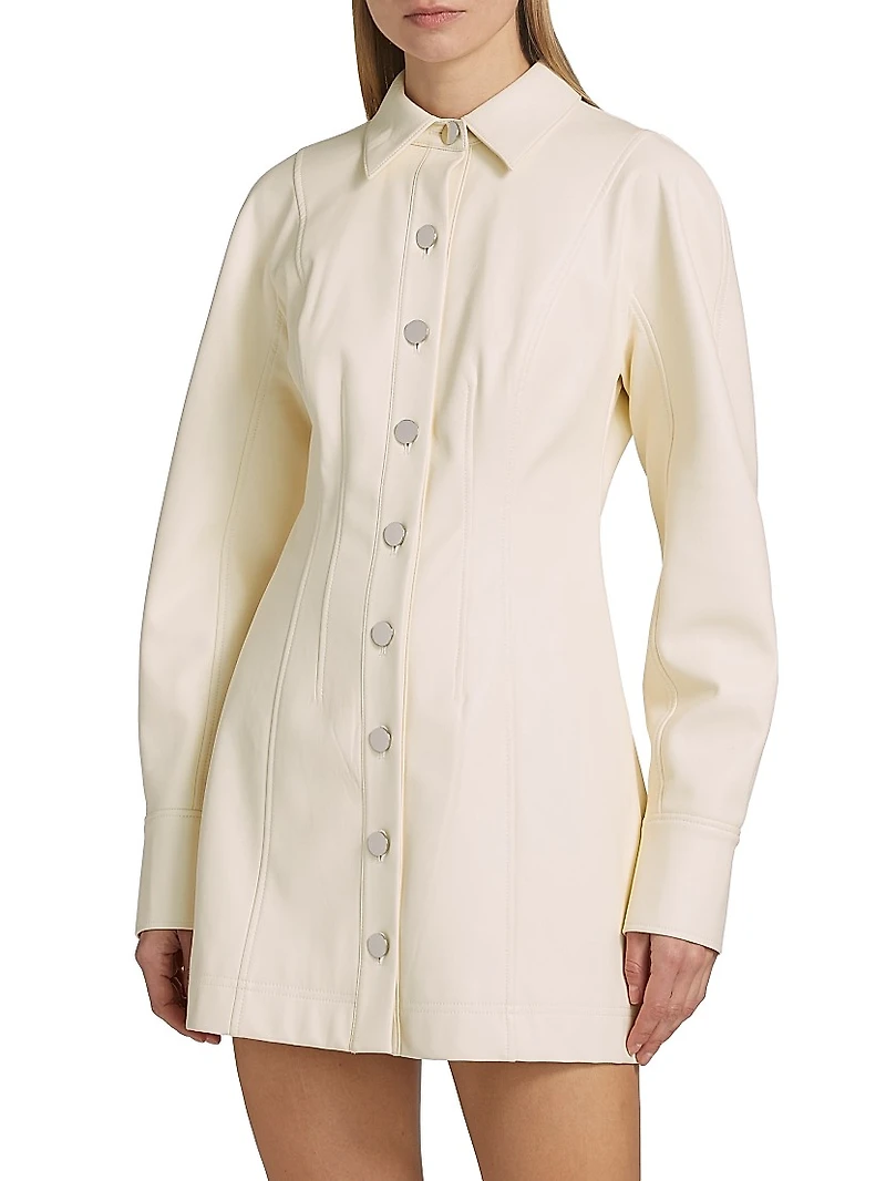 Alexa Seamed Vegan Leather Minidress