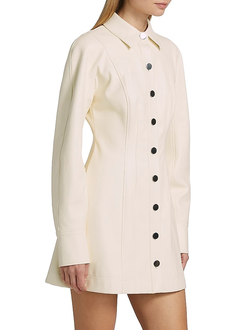 Alexa Seamed Vegan Leather Minidress