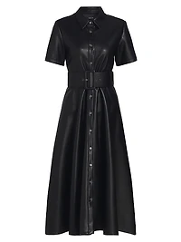 Jean Vegan Leather Short-Sleeve Shirtdress