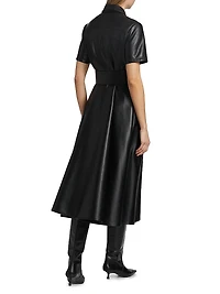 Jean Vegan Leather Short-Sleeve Shirtdress