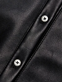 Jean Vegan Leather Short-Sleeve Shirtdress