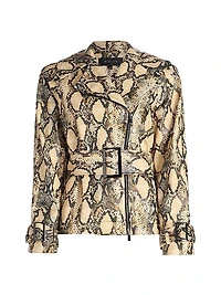 Brando Snake-Embossed Vegan Leather Biker Jacket