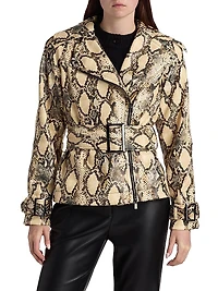 Brando Snake-Embossed Vegan Leather Biker Jacket