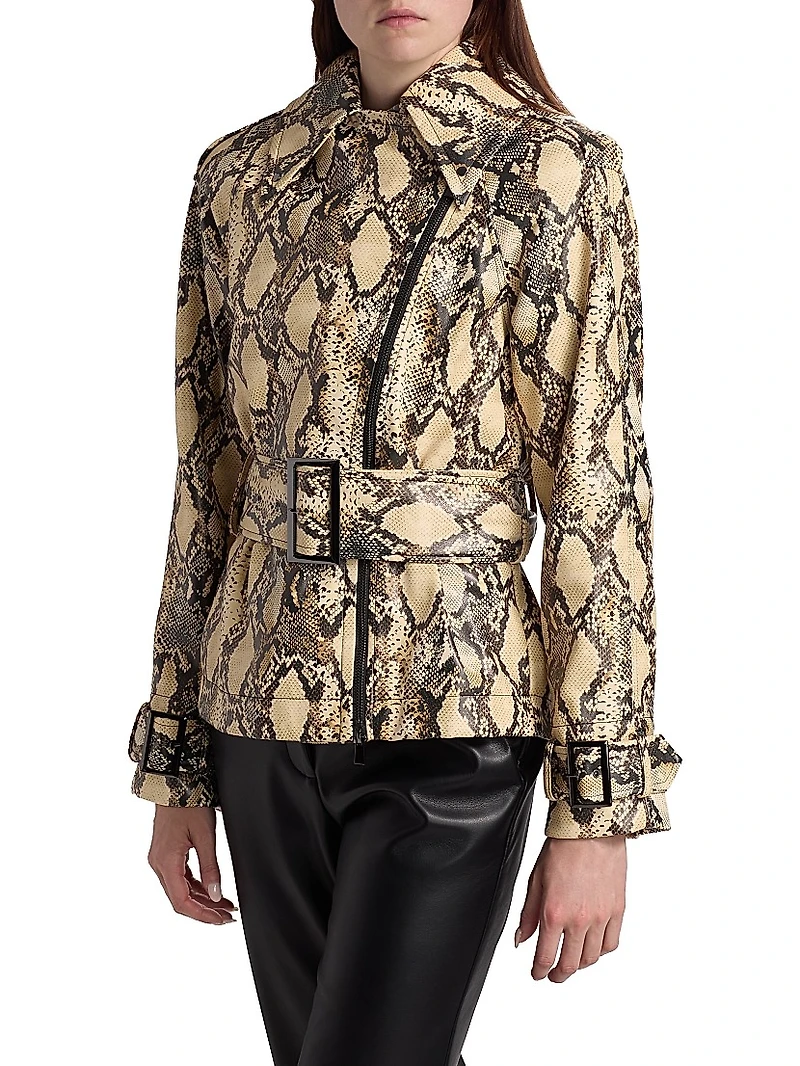 Brando Snake-Embossed Vegan Leather Biker Jacket