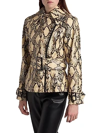 Brando Snake-Embossed Vegan Leather Biker Jacket