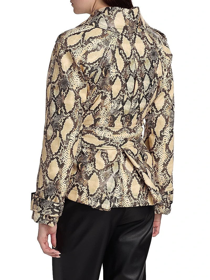 Brando Snake-Embossed Vegan Leather Biker Jacket