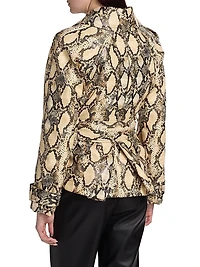 Brando Snake-Embossed Vegan Leather Biker Jacket