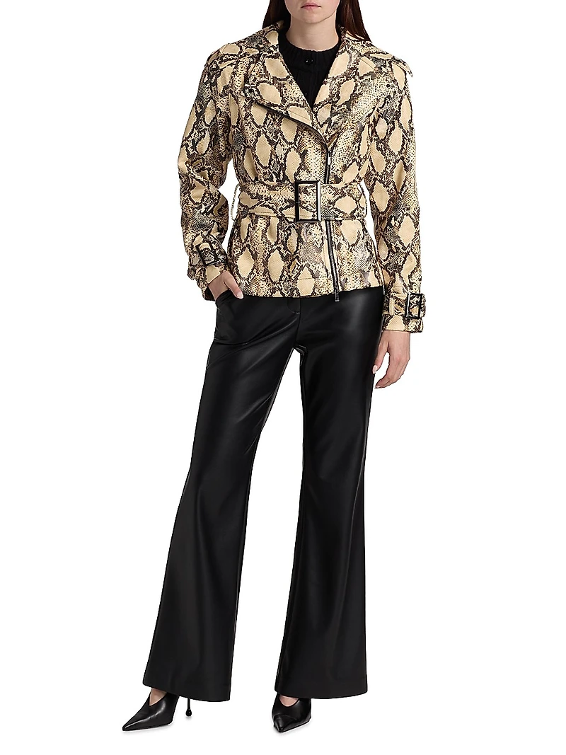 Brando Snake-Embossed Vegan Leather Biker Jacket
