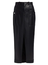 Fallon Vegan Leather Cargo Midi-Skirt