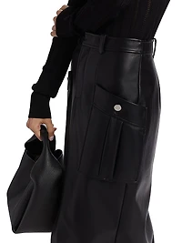 Fallon Vegan Leather Cargo Midi-Skirt