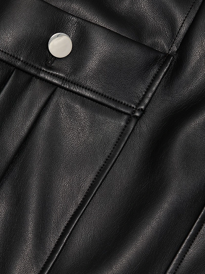 Fallon Vegan Leather Cargo Midi-Skirt