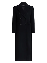 Bria Strong-Shoulder Double-Breasted Coat